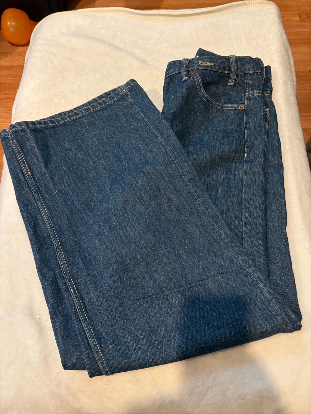 Zara Criss Cross Asymmetrical Waistband Denim Jeans Dark Indigo